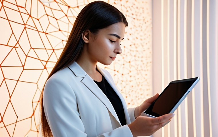 A young professional, fully clothed in modest, appropriate attire, deeply focused while interacting with a tablet that displays an advanced Spaced Repetition System interface. Subtle, abstract glowing lines and nodes emanate from the tablet, symbolizing strengthened neural connections and efficient knowledge retention. The background is a minimalist, modern study space with warm, inviting lighting. Perfect anatomy, correct proportions, natural pose, well-formed hands, proper finger count, natural body proportions, professional photography, high quality, safe for work, appropriate content, fully clothed, professional.